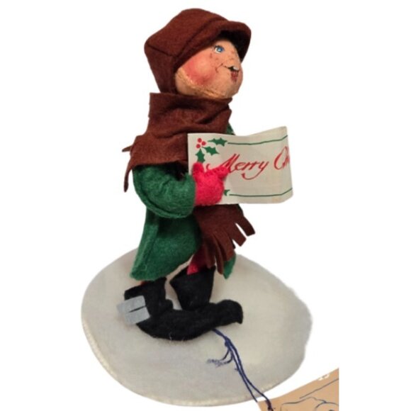 1989 Annalee Mobilitee 7" Boy Caroler #7262 Doll Adorable Hand Painted Face - Picture 7 of 7